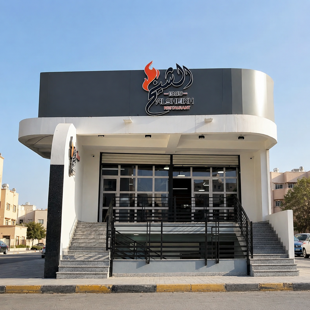 واجهة فرع مطعم الشيخ الحديثة